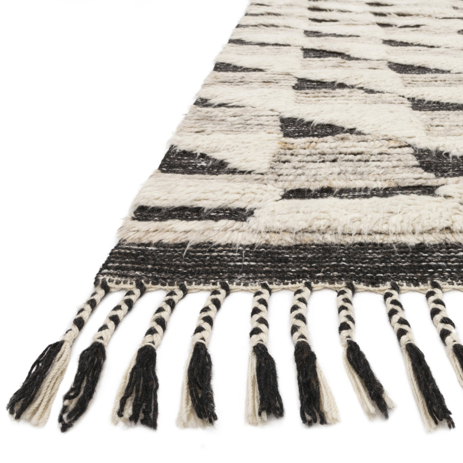 Benjamin Natural Black Hand-Knotted Rug, Square 1'6" x 1'6"