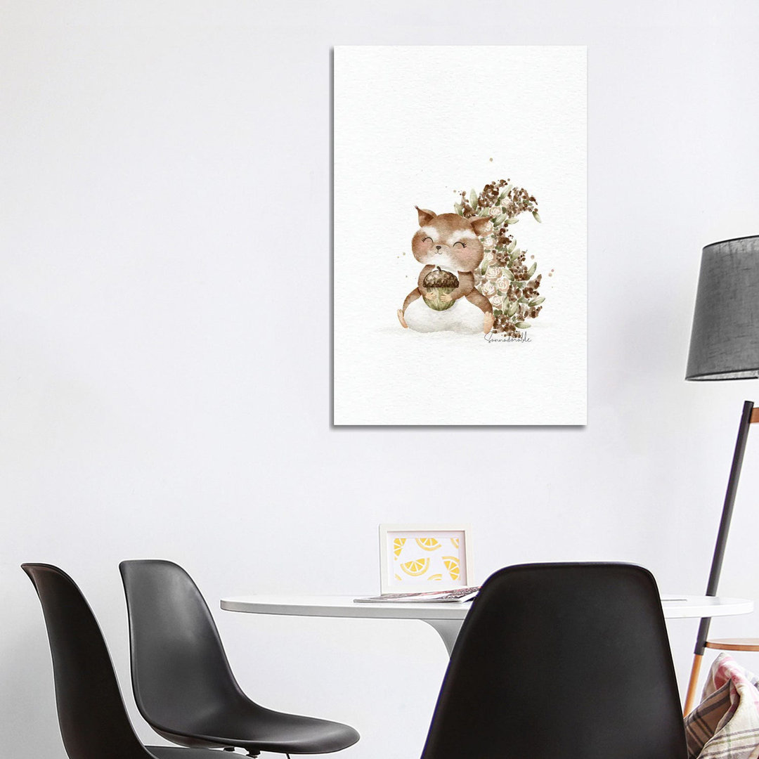 Florales Eichhörnchen von Sanna Sjöström - Galerie-verpackte Leinwand Giclée auf Leinwand