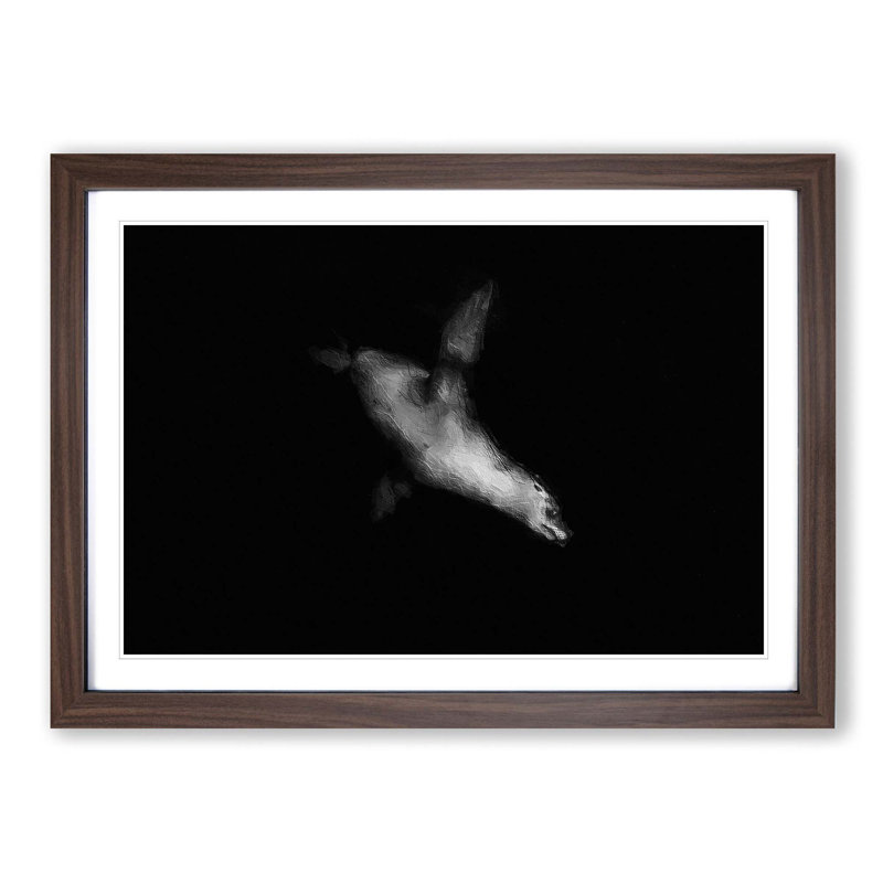 Sea Lion - Picture Frame Painting Print, 48cm H x 65cm W x 2cm D, Walnut Framed