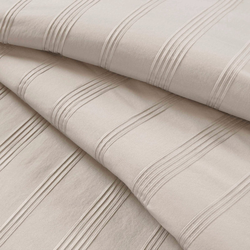 Ensemble de couette de luxe 7 pièces à rayures tissées, format King californien, Neutre