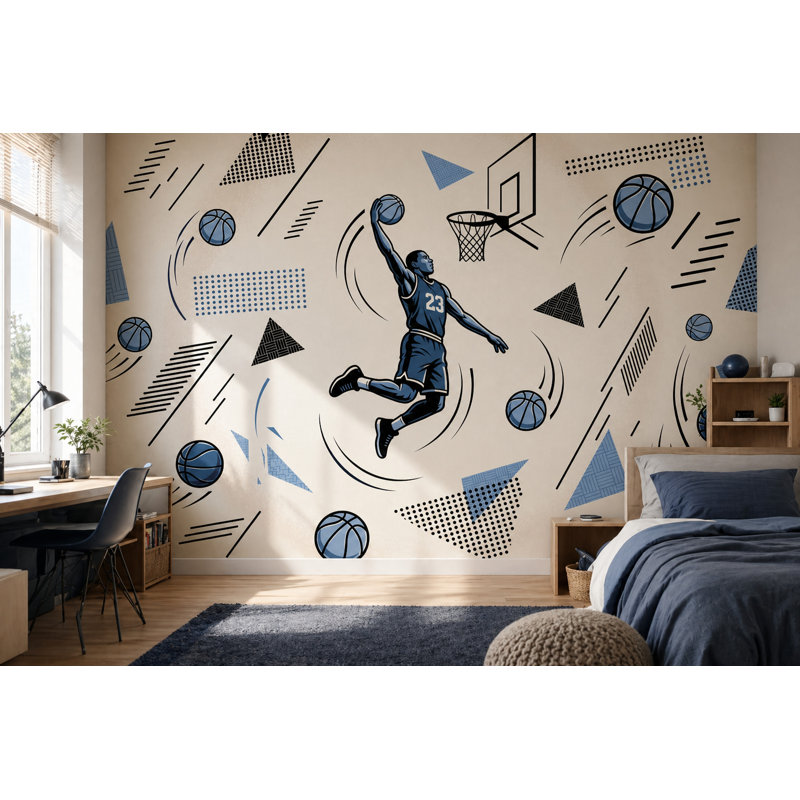Décoration murale amovible Basketball, 160 po x 108 po, Peler et coller