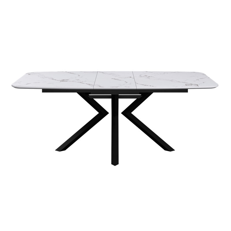 Extendable Metal Base Dining Table, White