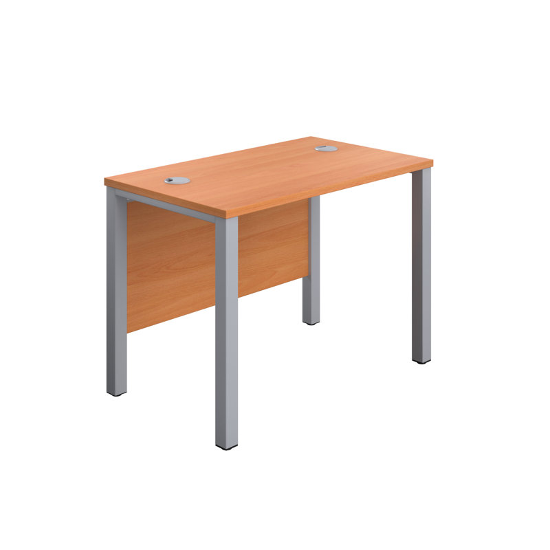 Bouton Metal Base Desk Shell, Silver, Beech