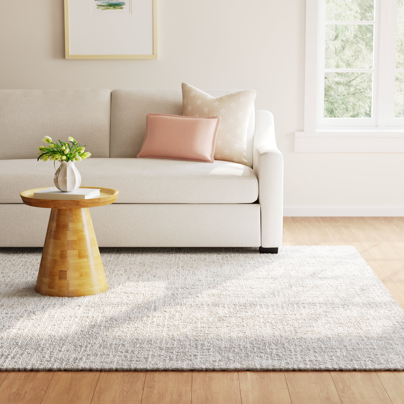 Evett Gray Ivory Hand-Woven Abstract Rug, Rectangle 5' x 8'