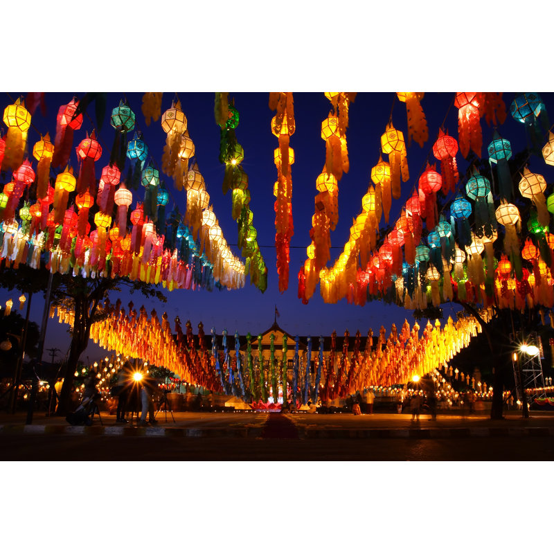 Loikrathong Lantern Festival - Wrapped Canvas Print, 61cm H x 91cm W x 3.8cm D