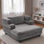 Chaise longue moderne en chenille avec assise profonde et accoudoirs superposés-1974940290