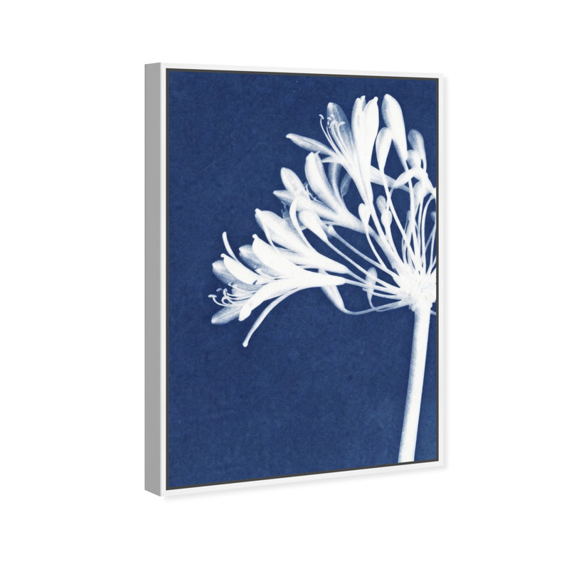 Cyan Bloom Print by Oliver Gal, 11"H x 16"W, White Floater Frame