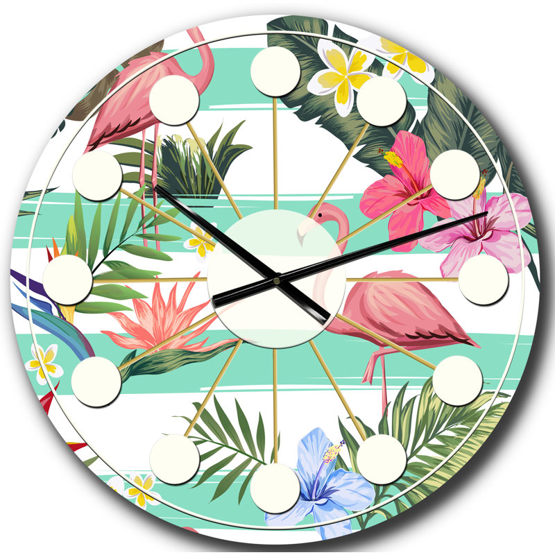 Horloge murale style tropical Mid-Century, Grand