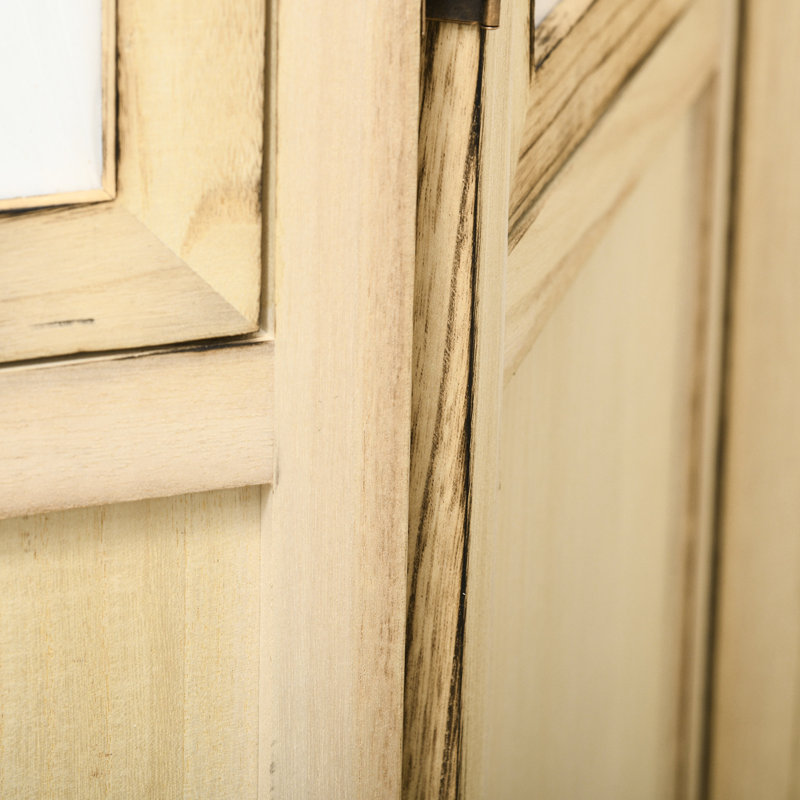Cloison de séparation d'intimité à 4 panneaux - pliable portatif en bois d'intérieur de 5,6 pi avec cadres, mur naturel pour bureau,