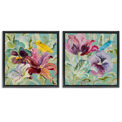 Ensemble de 2 cadres flottants Lyrical Garden Canaries, design par Lanie Loreth