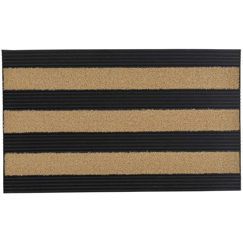Frink Non-Slip Striped Indoor / Outdoor Doormat, Brown