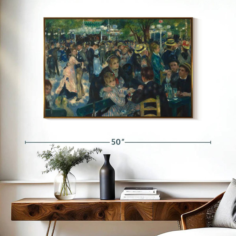 Danse au Moulin de La Galette, Cadre flottant doré, 40 po x 27 po