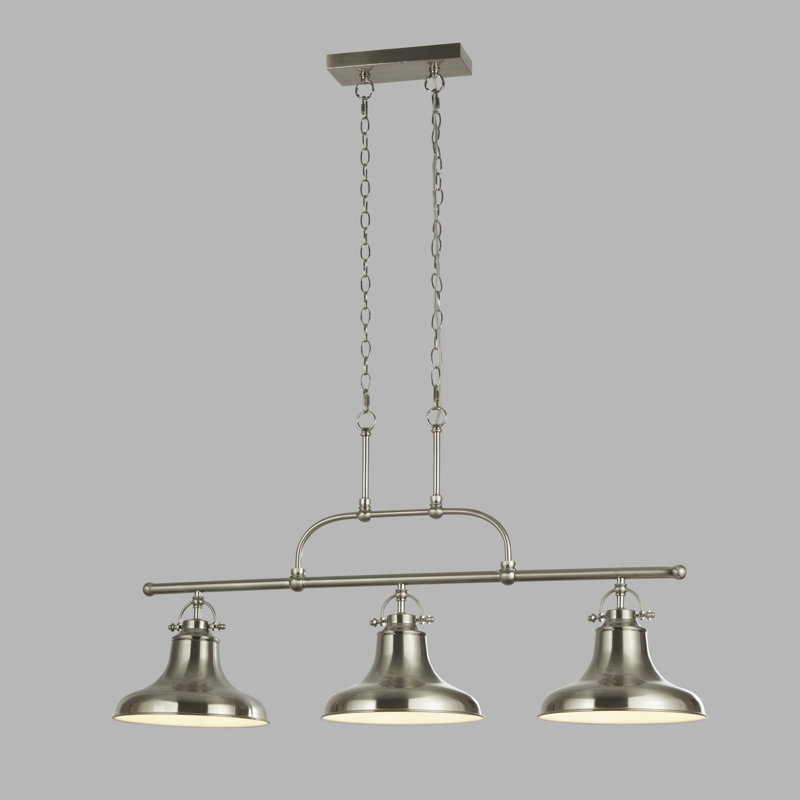Neveah 3-Light Kitchen Island Chandelier, Satin Silver