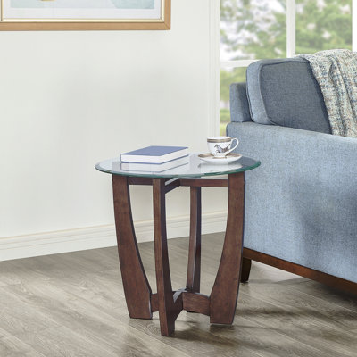 Table basse ronde en verre de 23,5 pouces, table basse ronde centrale avec plateau en verre, petite table basse pour les salons, les bureaux et les appartements