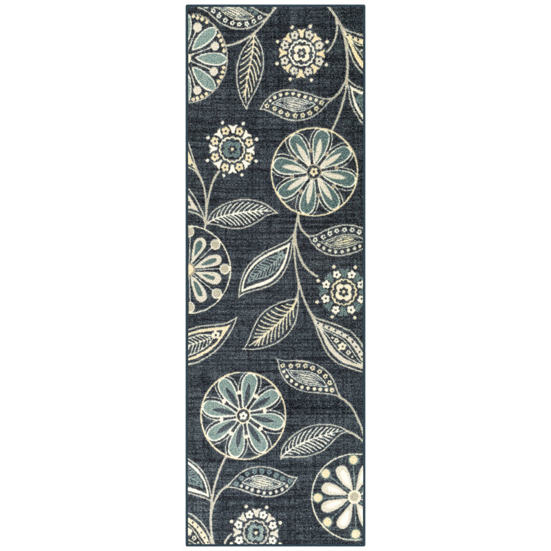 Tapis à motif floral persan et bleu d'Adderley, Tapis de couloir 1 pi 8 po x 5 pi