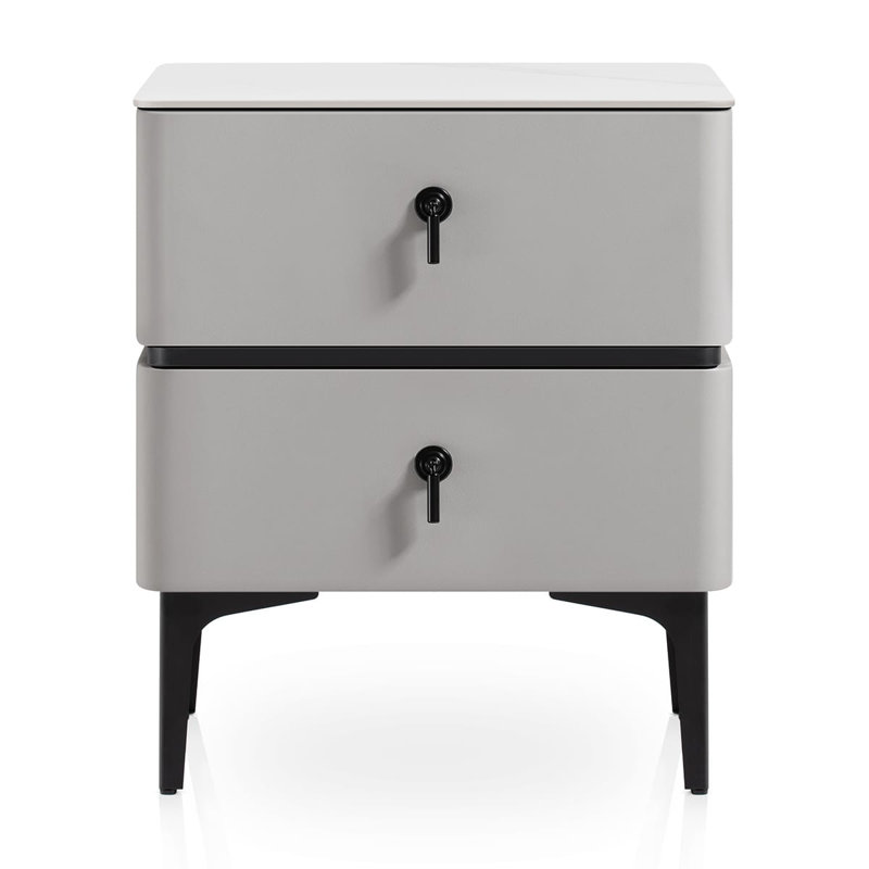 47.5cm W Metal Bedside Table, Light Grey