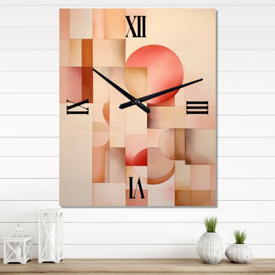 Horloge murale pêche et jaune Minimalist Harmony VII - Minimalisme