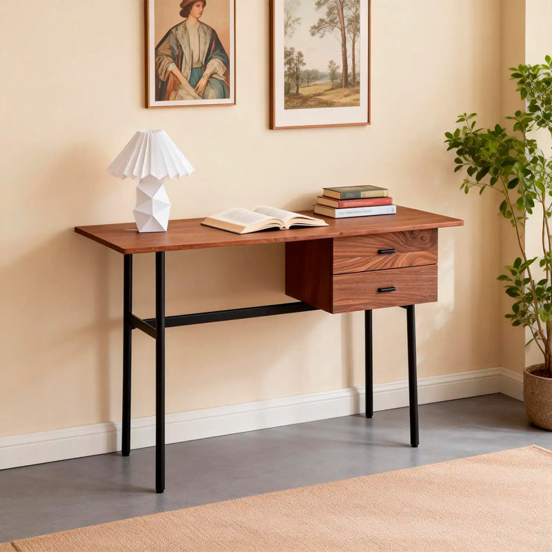 Canyon Two Drawers Dressing Table, Walnut/Black