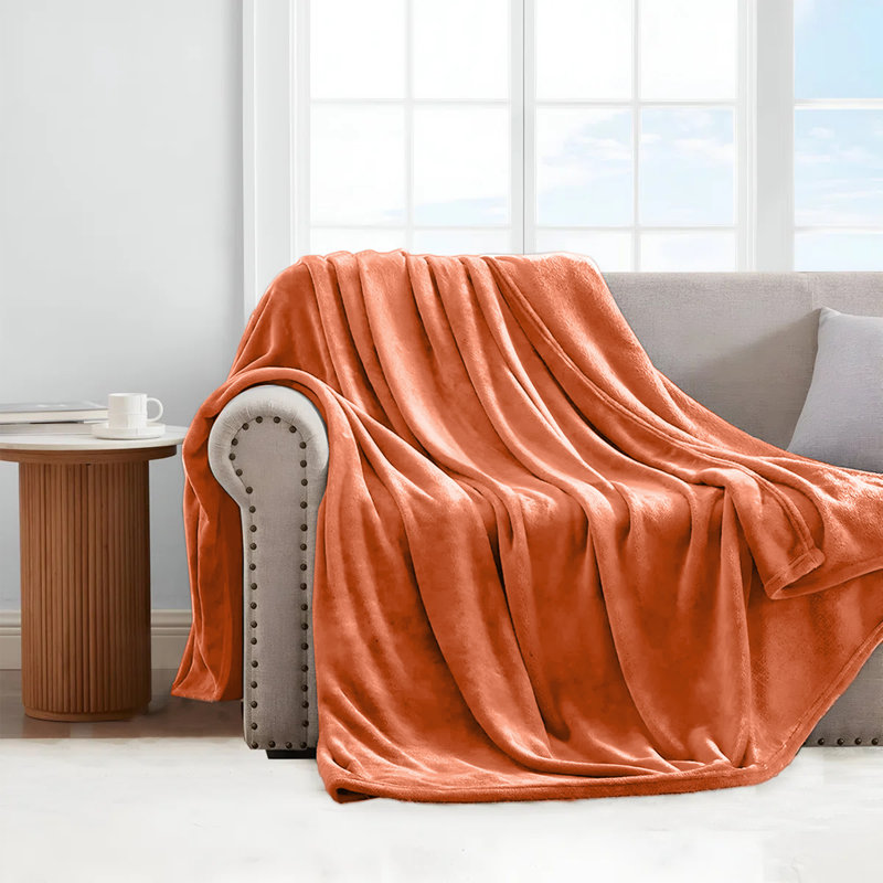 Reversible Faux Fur Mink Fleece Blanket Throw - Ultra Soft Plush Luxury Sofa & Bed Throw, Warm Light, King 200cm x 240cm