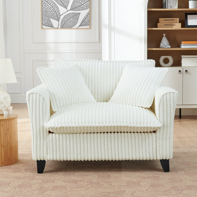 Chaise d'appoint avec accoudoirs et coussin moelleux, Beige