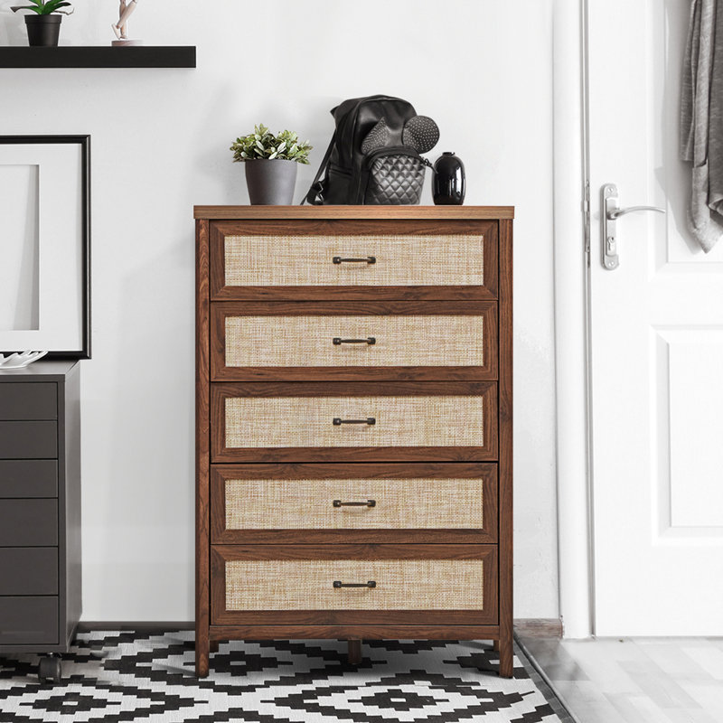 Commode 5 tiroirs Armie, Noyer