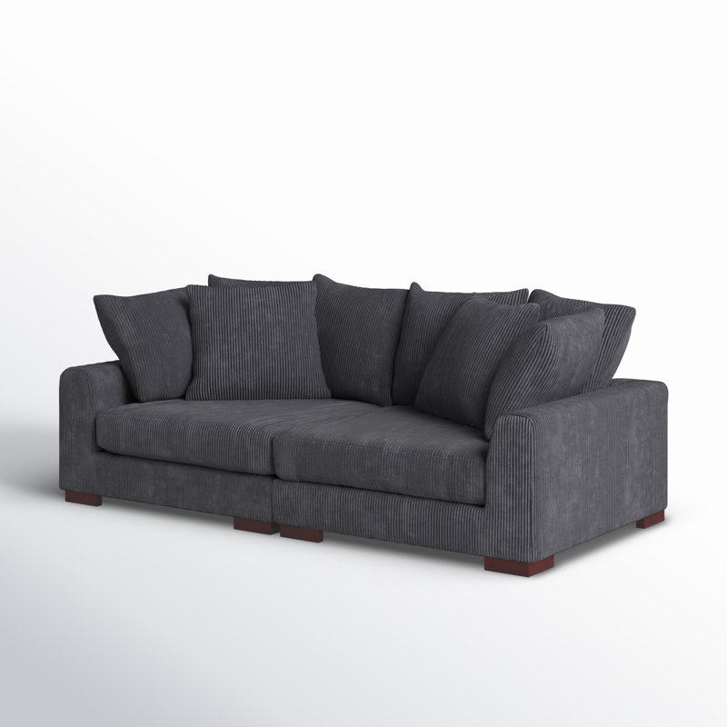 Canapé à accoudoirs carrés 90 po Arjanae, Gris foncé