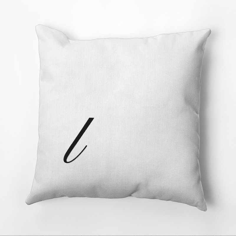 Monogram Design Collection Reversible Throw Pillow, 16"x16", Black, L