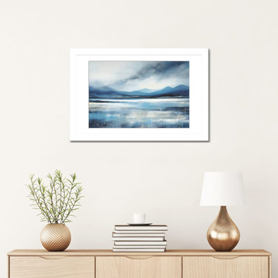 «Blue Abstract Lake», reproduction d'art murale - papier d'art encadré