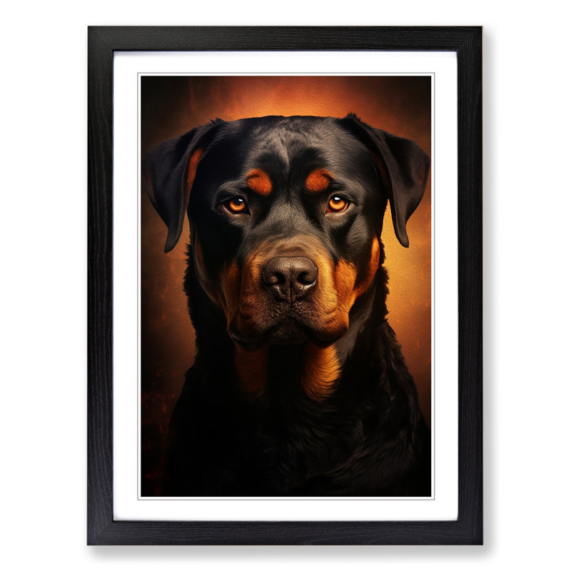 Rottweiler Digital Art - Framed Print, 64cm H x 46cm W x 2cm D, Black
