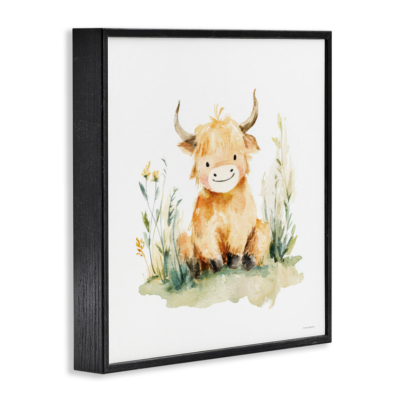 «Little Highland Calf», estampe numérique, conception de Svetlana Aleynikova, H 17 po x l 17 po, Giclée encadrée noir minuit