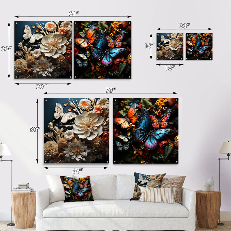 «Textured Layers Mixed Media Dance» - Ensemble de 2 verres muraux en acrylique, H 36 po x l 73 po