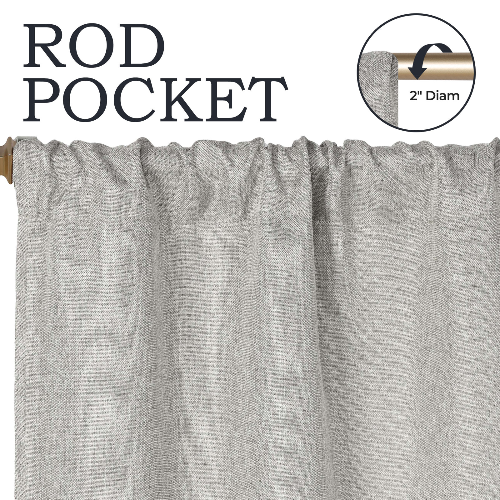 Linen Inspired Room Darkening Curtain Panel, Marshmellow, Grommet 52" W x 84" L