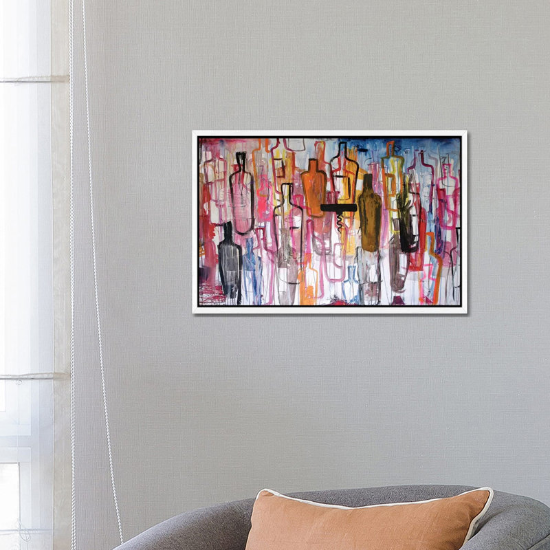 Bottles 1 Piece Painting on Canvas, 66.04 cm H x 45.72 cm W, White Floater Framed