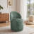 Upholstered Modern Green Chenille Barrel Swivel Side Dining Chair-119711163