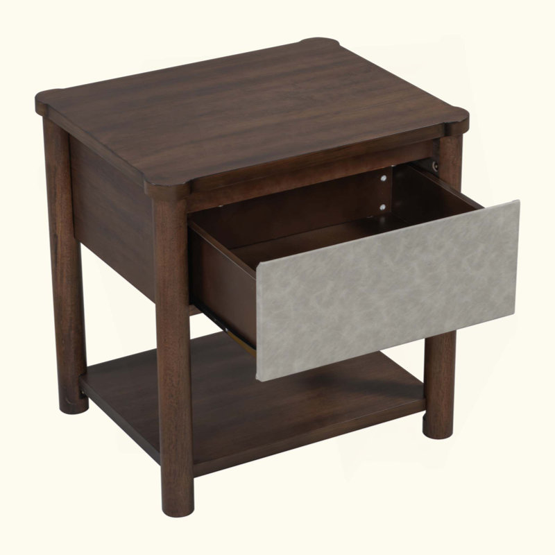 Ensemble de base de lit moderne avec 2 tables de chevet, lit plateforme en bois avec tête de lit et tables de chevet assorties pour la chambre à coucher