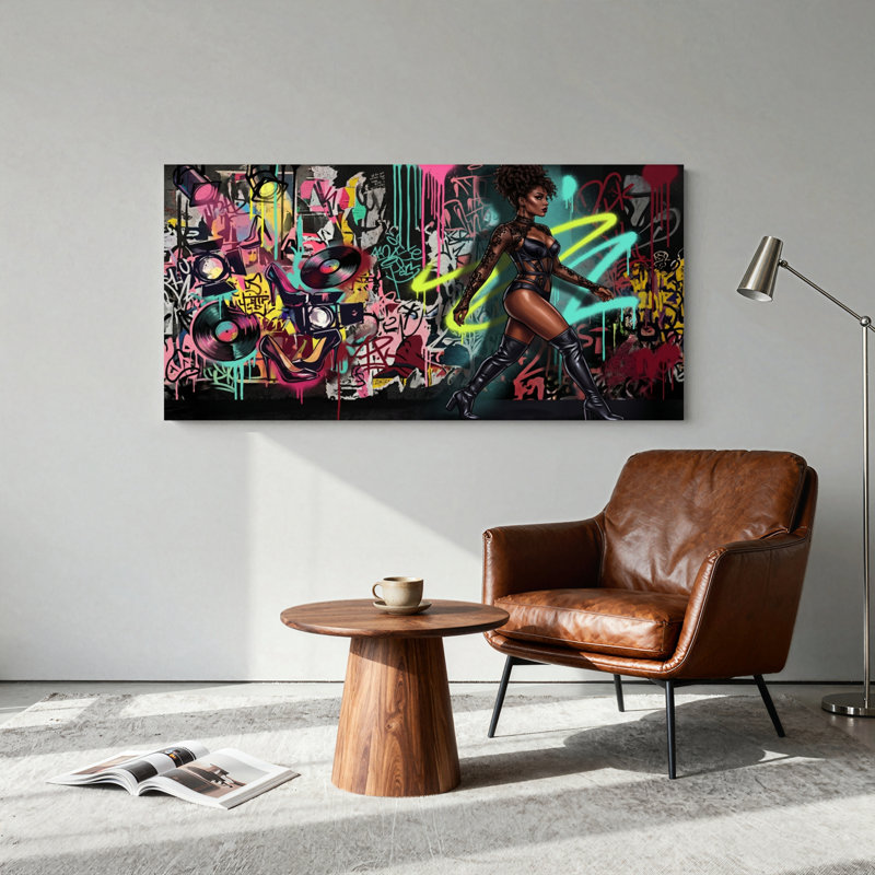Ensemble de 1 toile murale Graffiti Dance, 46“W x 24”H, Toile tendue