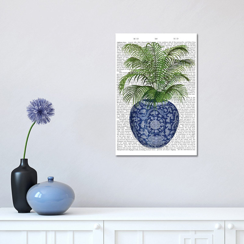 «Chinoiserie Vase 6, with Plant Book» par Fab Funky - impression sur toile tendue, H 18 po x l 12 po x 1,5 po