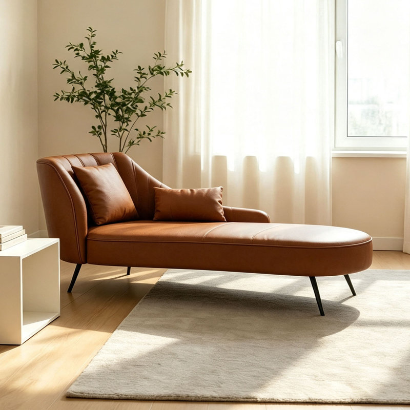 Chaise longue de loisirs en cuir rétro