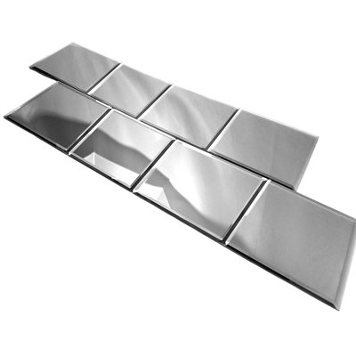 Reflections 8 in. x 8 in. Diamond Grade Glass Mirror Beveled Large Format Square Decorative Kitchen & Bathroom Wall Tile