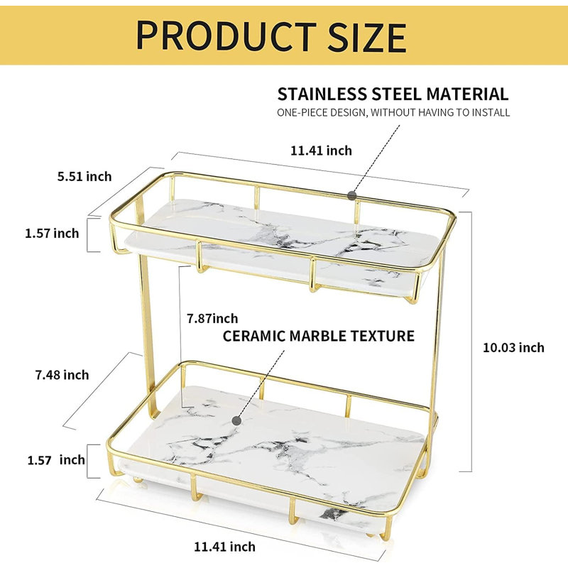 Ceramic, Stainless Steel Makeup Organizer