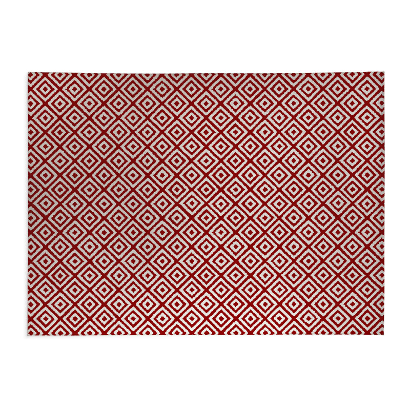 Tapis de cuisine Ikat, Rectangulaire 4 pi x 6 pi, Rouge canneberge