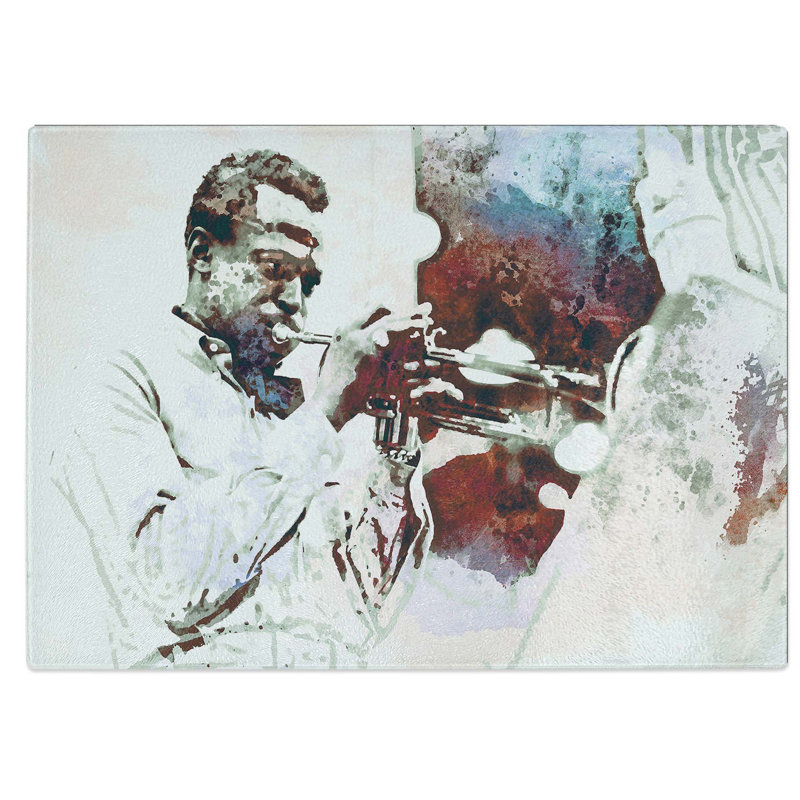 Glass Miles Davis in Abstract Chopping Board, 39 cm W x 28.5 cm L