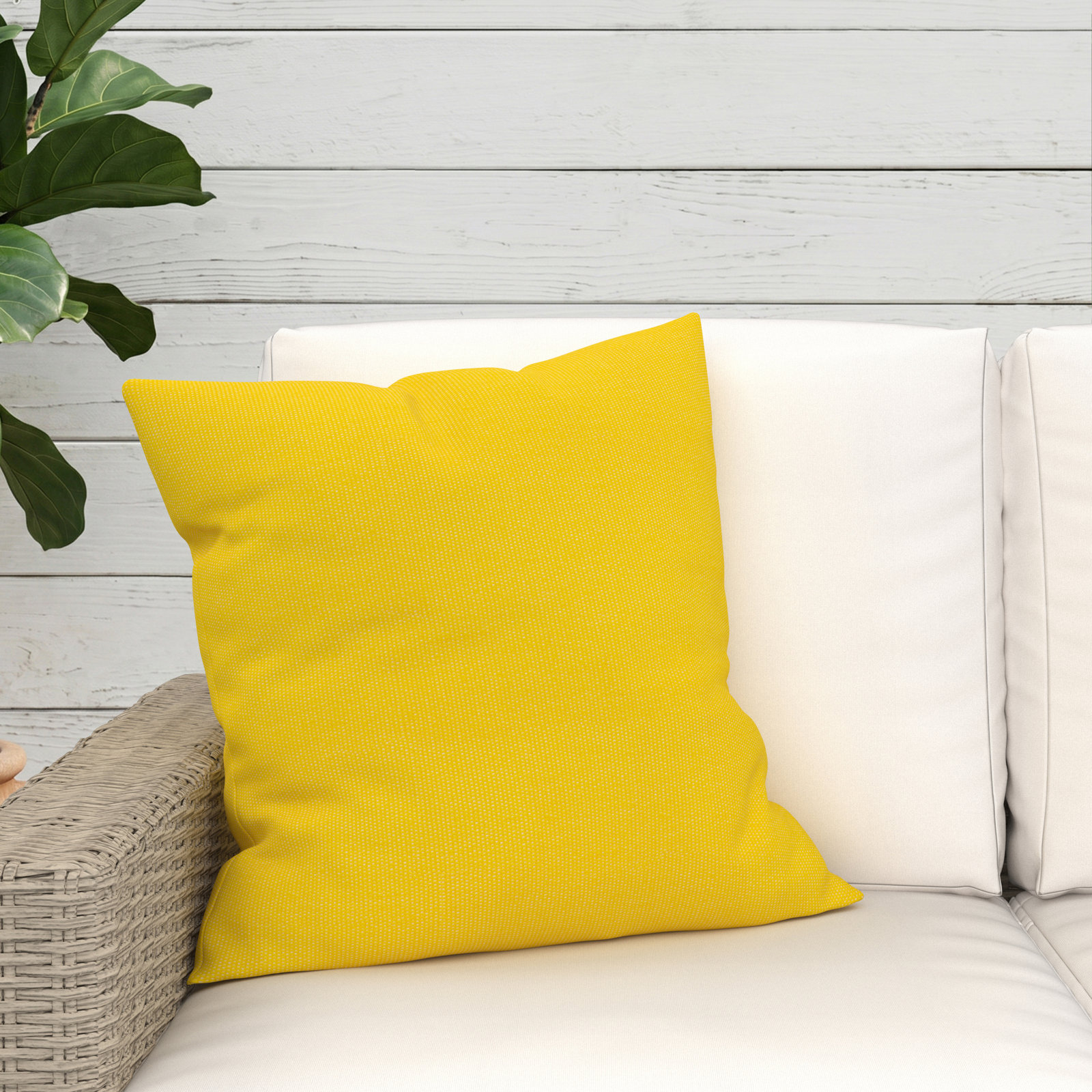 Sunbrella® Throw Pillow, Square 20", Sunbrella Canvas Sunflower Yellow