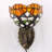 Tiffany Wall Sconce Lamp Plug In or Hardwire Wall Light with 8 Inch Yellow Stained Glass Flower Lampshade 8X10.5X11 Inch, Base, 6ft Cord with On/Off Switch, Bulb Not Included