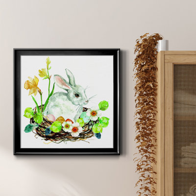 Bunny Wreath - Peinture sur toile encadrée