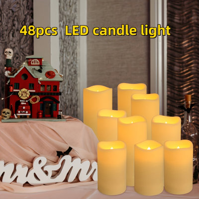 Paquet de 48 bougies sans flamme avec télécommande et minuterie 24H - Bougies décoratives étanches à piles, 3 tailles (4 po 5 po 6 po) pour la décoration intérieure,