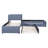 L-Shaped Upholstered Platform Bed With Trundle And Two Drawers Linked With Built-In Desk,Twin