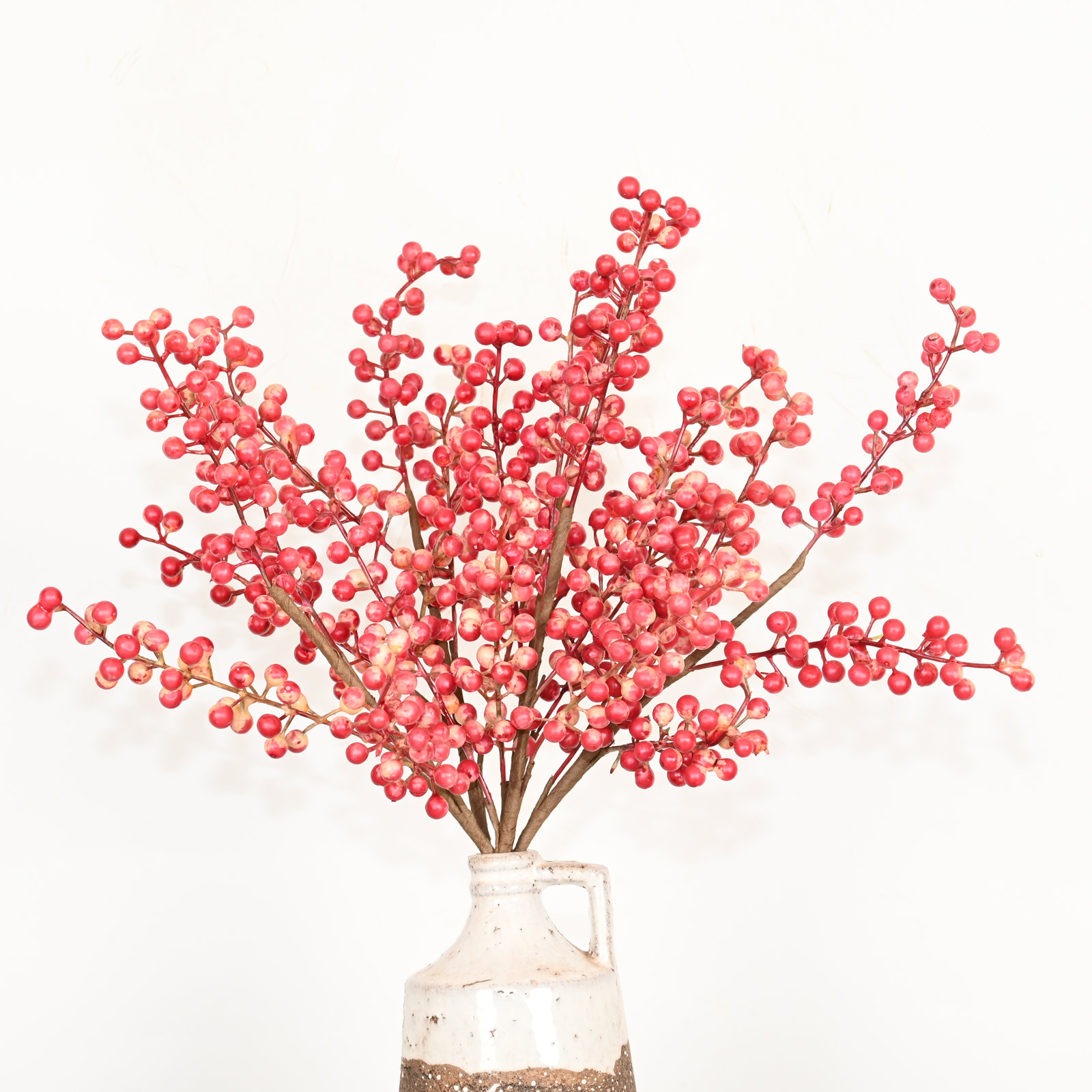 16" Artificial Fall Sprays Berry Branches For Vase Filler, Farmhouse Long Stem Faux Flower For Holidays, Wedding Party Table Decoration, Fall Winter Home Decor, Set Of 5