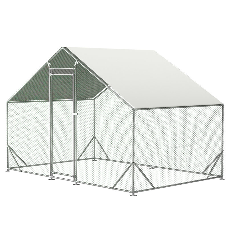 Poulailler en métal galvanisé - Walk-in avec housse imperméable et adaptée aux canards, aux lapins, aux poulets et aux poules de 10 pi x 6,6 po