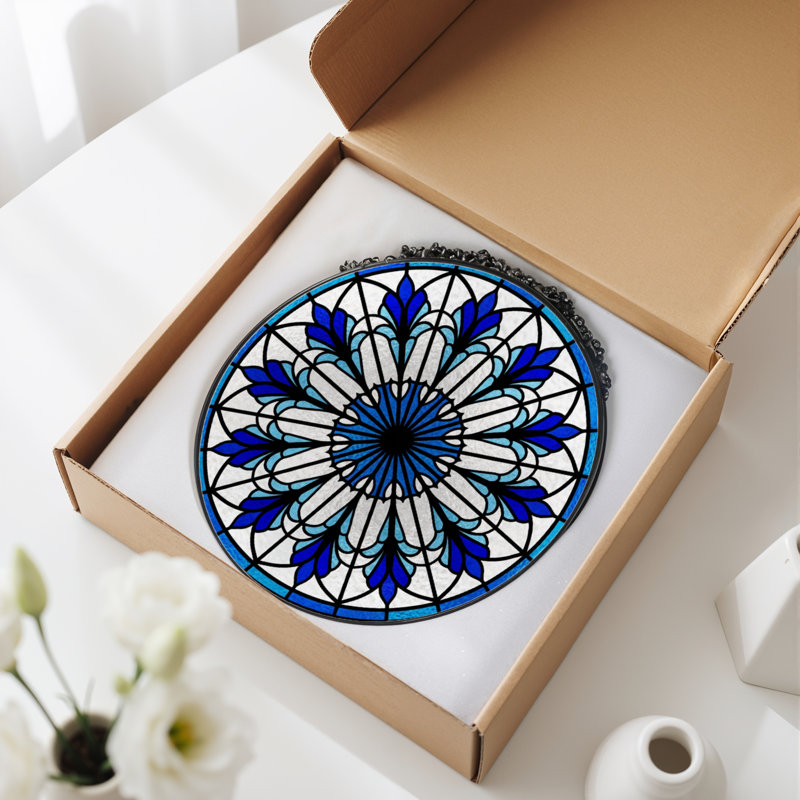 Panneau de vitrail floral 12 "H 12", H 12 po x l 12 po